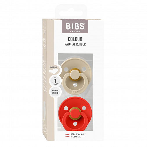 Набор пустышек латексных BIBS Colour Anatomical, 2 шт. - Vanilla/Candy Apple, 0+ мес.