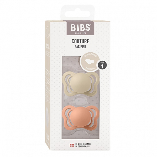 SALE! Набор пустышек латексных BIBS Couture, 2 шт. - Vanilla/Peach, 0+ мес.