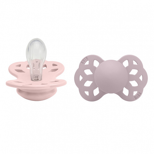 Набор пустышек силиконовых BIBS Infinity Symmetrical, 2 шт. - Blossom/Dusky Lilac, 0+ мес.