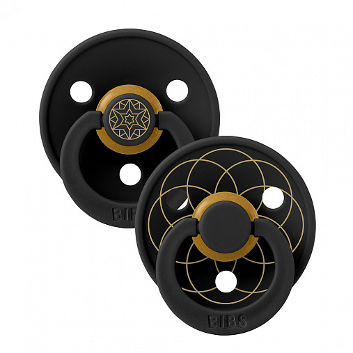 Набор пустышек латексных BIBS Studio Colour - Layl - Black/Gold, 0+ мес.