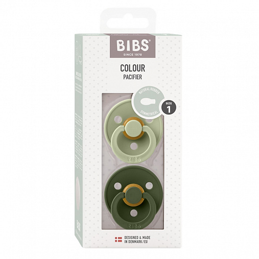 Набор пустышек латексных BIBS Colour Symmetrical, 2 шт. - Sage/Hunter Green, 0+ мес.