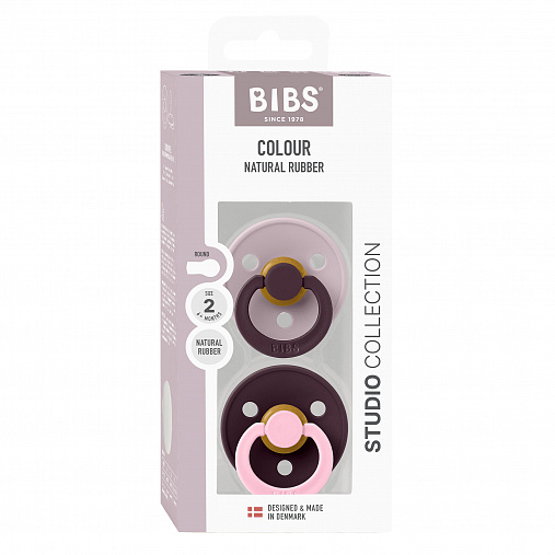 Набор пустышек латексных BIBS Studio Colour, 2 шт. - Fusion - Dusky Lilac/Plum mix, 6+ мес.