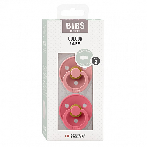 SALE! Набор пустышек латексных BIBS Colour Symmetrical, 2 шт. - Dusty Pink/Coral, 6+ мес.