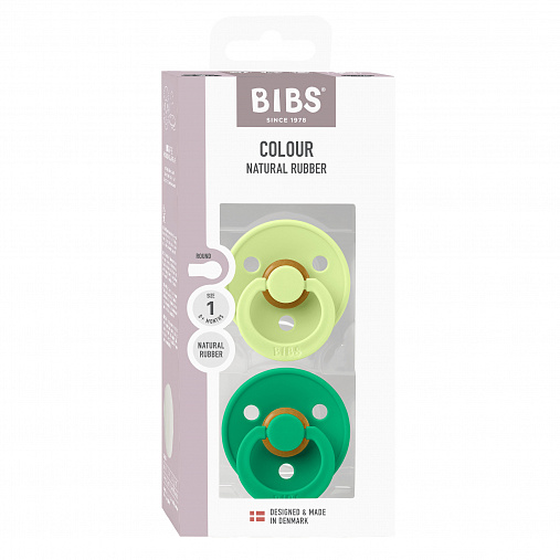 Набор пустышек латексных BIBS Colour, 2 шт. - Matcha/Cactus, 0+ мес.