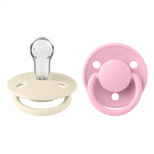 Набор пустышек силиконовых BIBS De Lux, 2 шт. - Ivory/Baby Pink, 0+ мес.