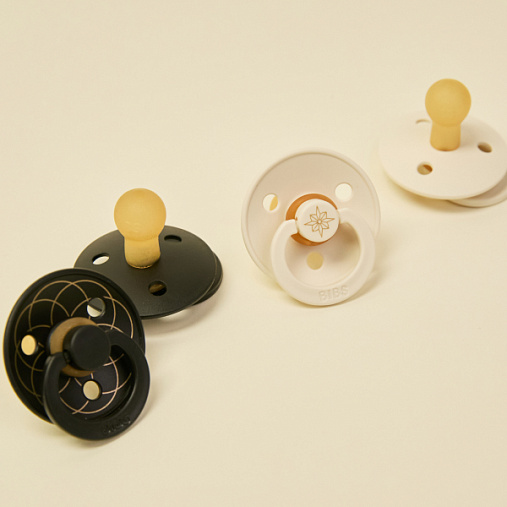 Набор пустышек латексных BIBS Studio Colour - Noor - Ivory/Gold, 6+ мес.