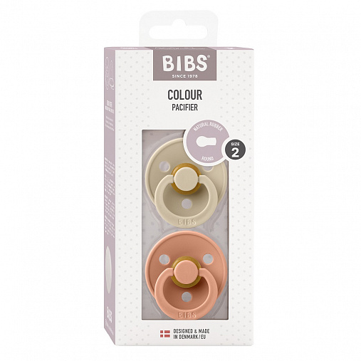 Набор пустышек латексных BIBS Colour, 2 шт. - Vanilla/Peach, 6+ мес.