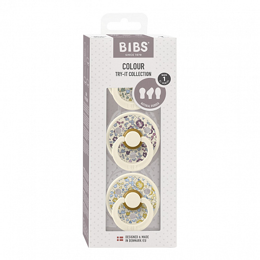Набор пустышек латексных BIBS Liberty Try-it Colour, 3 шт. - Eloise - Ivory, 0+ мес.