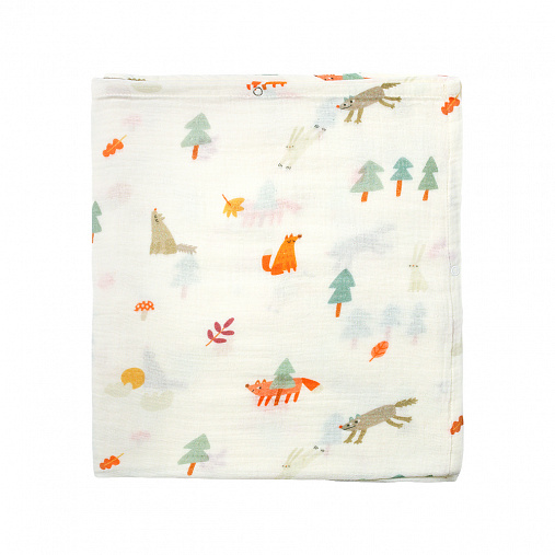 Пелёнка муслиновая BUBA KIDS, Однажды в лесу, 115х115