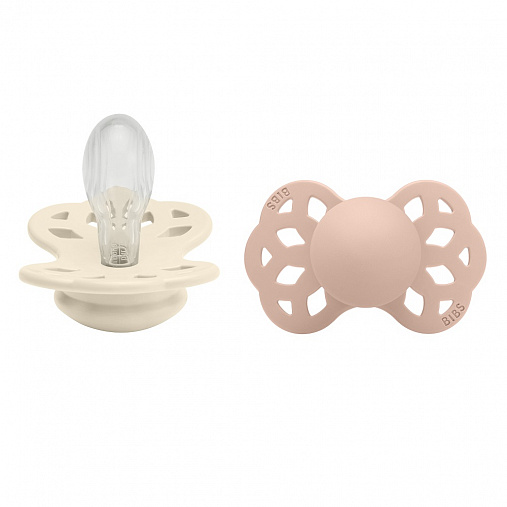 Набор пустышек силиконовых BIBS Infinity Symmetrical, 2 шт. - Ivory/Blush, 6+ мес.
