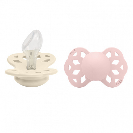 Набор пустышек силиконовых BIBS Infinity Anatomical, 2 шт. - Ivory/Blossom, 6+ мес.
