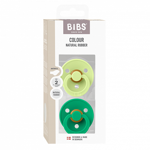 Набор пустышек латексных BIBS Colour Anatomical, 2 шт. - Matcha/Cactus, 6+ мес.