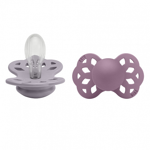 Набор пустышек силиконовых BIBS Infinity Symmetrical, 2 шт. - Fossil Grey/Mauve, 6+ мес.