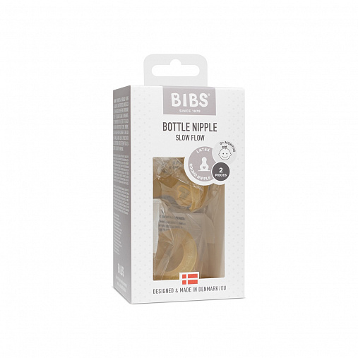 SALE! Латексная соска для бутылочки BIBS, 2 шт. - медленный поток
