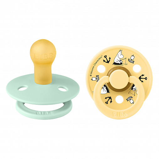SALE! Набор пустышек латексных BIBS x Moomin Colour, 2 шт. - Sailing - Nordic Mint/Pale Butter mix, 0+ мес.