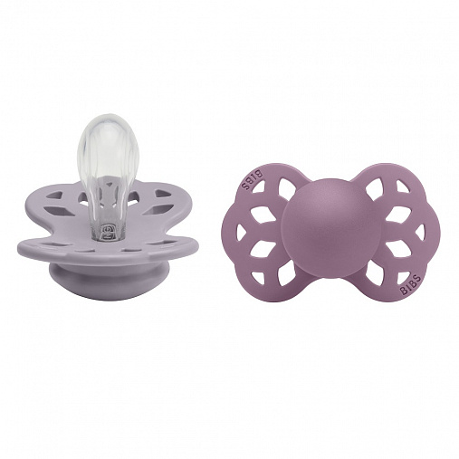 Набор пустышек силиконовых BIBS Infinity Symmetrical, 2 шт. - Fossil Grey/Mauve, 0+ мес.