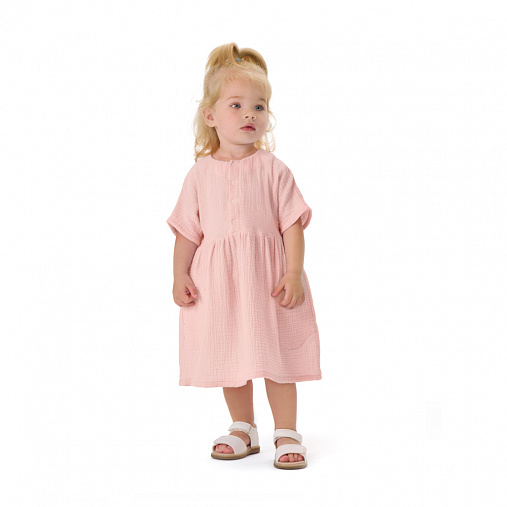 Платье детское с карманами из муслина BUBA KIDS, Пудра