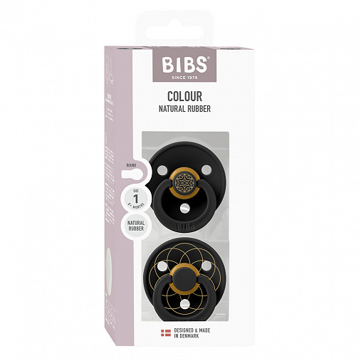 Набор пустышек латексных BIBS Studio Colour - Layl - Black/Gold, 0+ мес.