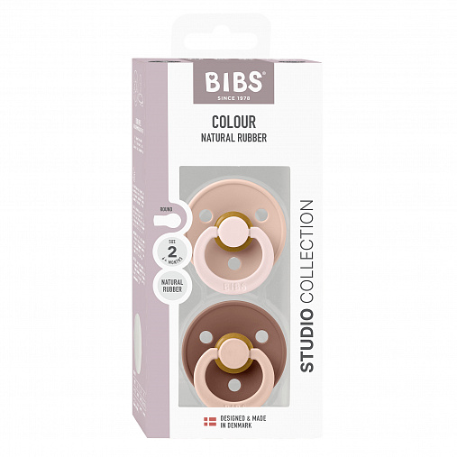 Набор пустышек латексных BIBS Studio Colour, 2 шт. - Fusion - Blush/Woodchuck mix, 6+ мес.
