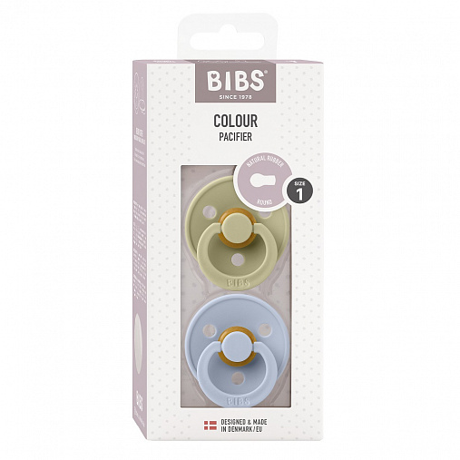 Набор пустышек латексных BIBS Colour, 2 шт. - Khaki/Dusty Blue, 0+ мес.