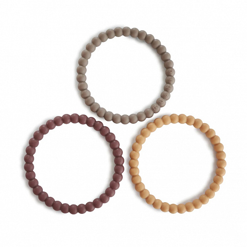Прорезыватели Mushie Pearl Bracelet, 3 шт. - Berry/Marigold/Khaki