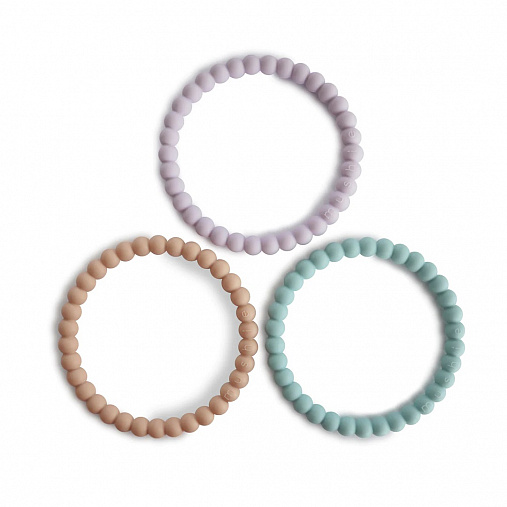 Прорезыватели Mushie Pearl Bracelet, 3 шт. - Lilac/Cyan/Soft Peach