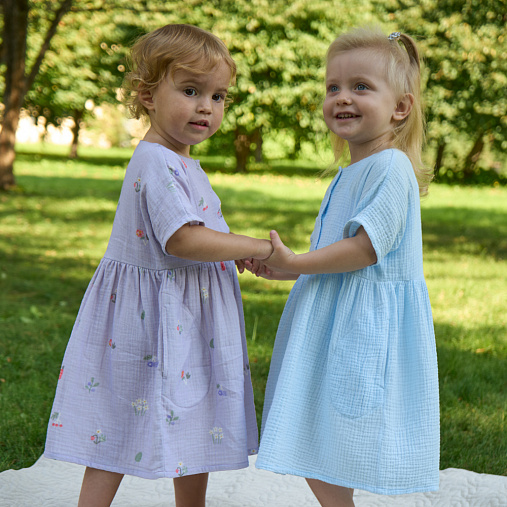 Платье детское с карманами из муслина BUBA KIDS, Таёжные ягоды