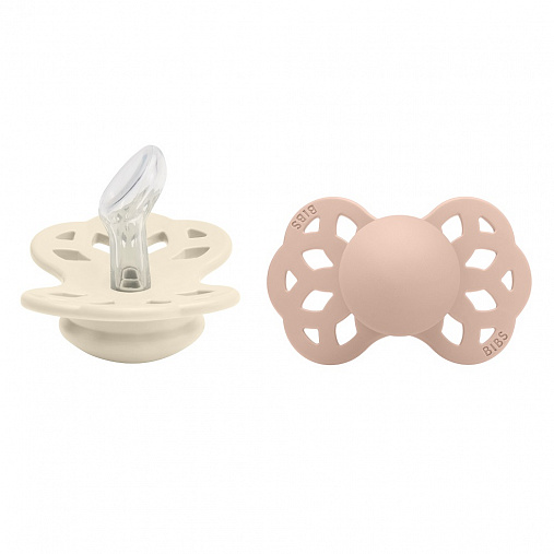 Набор пустышек силиконовых BIBS Infinity Anatomical, 2 шт. - Ivory/Blush, 0+ мес.