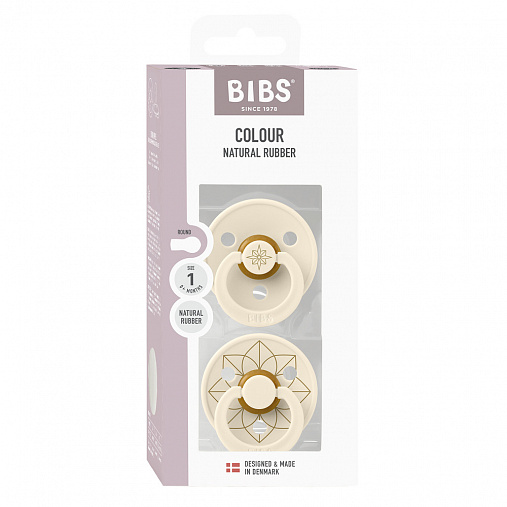 Набор пустышек латексных BIBS Studio Colour - Noor - Ivory/Gold, 0+ мес.