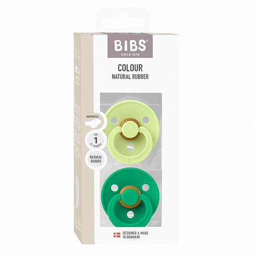 Набор пустышек латексных BIBS Colour Anatomical, 2 шт. - Matcha/Cactus, 0+ мес.