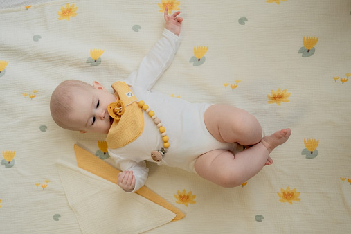 Пелёнки муслиновые BUBA KIDS, 3 шт., Кувшинка жёлтая/ горчица/ сливочный, 75х75