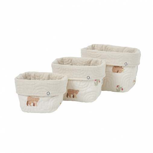 Корзины для хранения BUBA KIDS, 3 шт., Мишкины лакомства/Натуральный