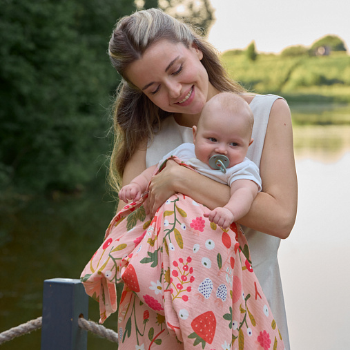 Пелёнка муслиновая BUBA KIDS, Ягодная поляна, 115х115