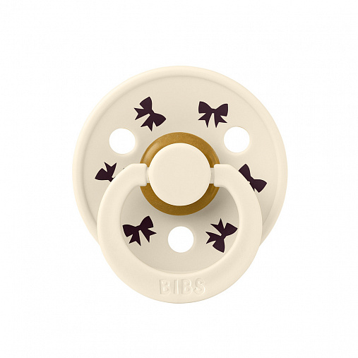 Пустышка латексная BIBS Colour Holiday - Bow -  Ivory/Plum, 6+ мес.