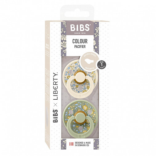 Набор пустышек латексных BIBS Liberty Colour Anatomical, 2 шт. - Eloise - Ivory/Sage, 0+ мес.