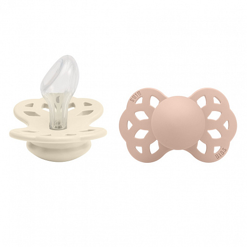 Набор пустышек силиконовых BIBS Infinity Anatomical, 2 шт. - Ivory/Blush, 6+ мес.