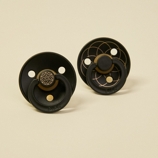 Набор пустышек латексных BIBS Studio Colour - Layl - Black/Gold, 0+ мес.